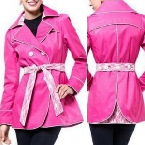 Betsey Johnson rose trench with lace detail